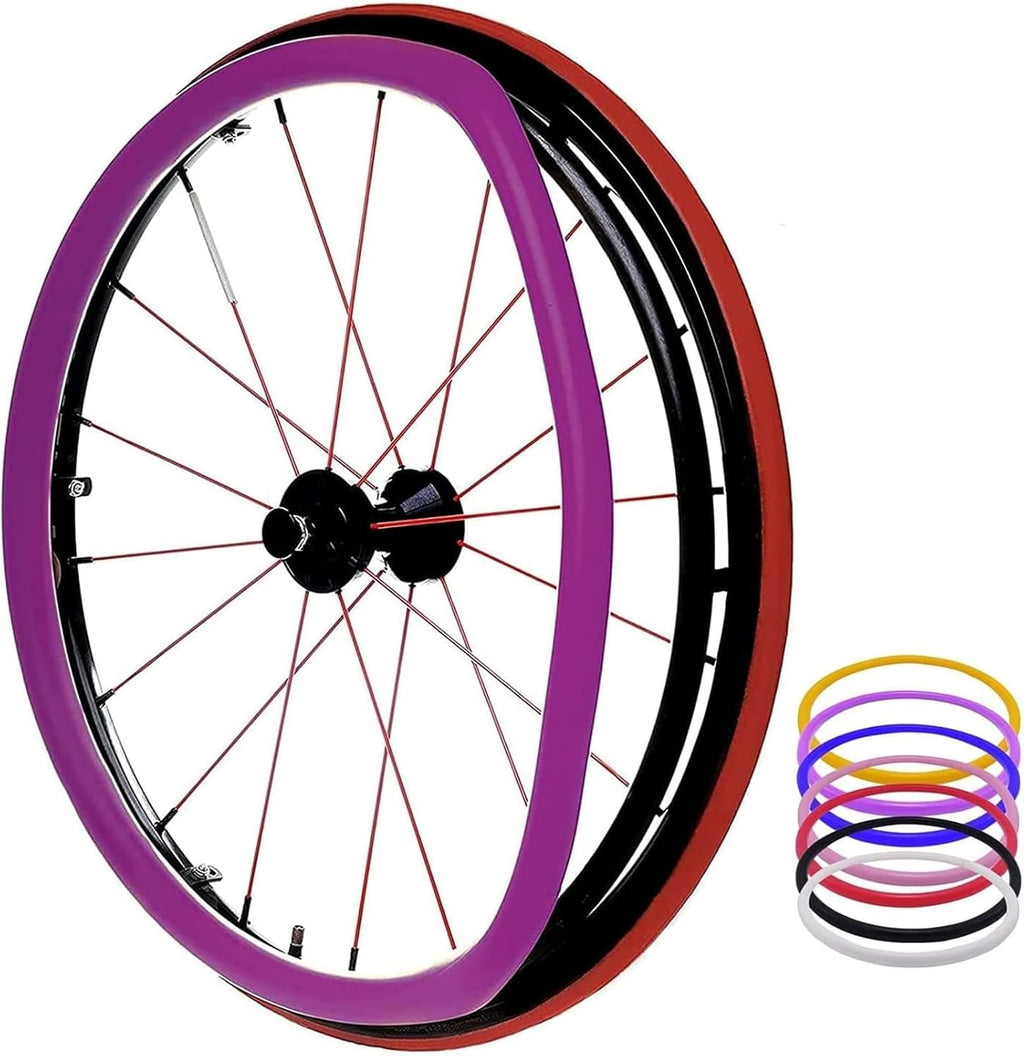 Wheelchair Push Rim Covers, 24-Inch Rear Wheel Sports Wheelchair Non-Slip Wear-Resistant Silicone Hand Push Cover, Improve Grip and Traction, Stylish, Surprisingly Impressive,Purple