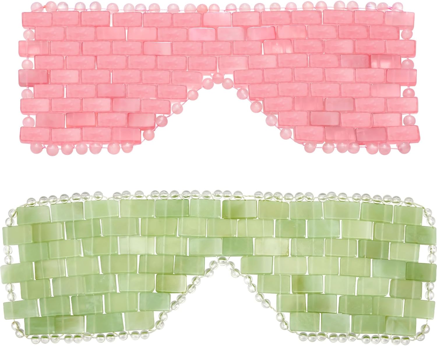 Hicarer 2 Pcs Jade Eye Mask Rose Green Jade Stone Eye Mask Facial Cooling Mask for Alleviate Puffiness Massage Relax Wrinkles Relieve Migraine Meditation Beauty