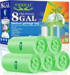OKKEAI 30L Trash Bags 8 Gallon Medium Garbage Bags Thicker 0.98 MIL Trash Can Liners Bags Wastebasket Liners for Kitchen,Office, Lawn,Garden, Patio,60 Count (Fits 7 8 9 10 Gallon Bins)