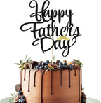 Glitter Happy Father's Day Cake Topper for Happy Birthday Cake Decorations, Dad Birthday Themed Decoration for Father Day Birthday Party Decorations supplies (Black)