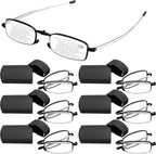 Coume 6 Pack Folding Reading Glasses Hard Cases Blue Light Blocking Men Women Foldable Computer Spring Hinge Readers