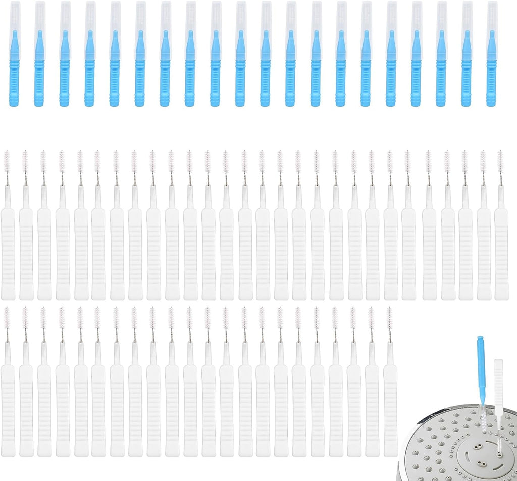 lasuroa 70pcs Shower Head Cleaning Tools, Including 20 Cleaner Brushes & 50 Showerhead Hole Brushes Practical Anti Clogging Unclogger Tool Picks Accessories for Faucets Sink Tiny Gaps Small Nozzles
