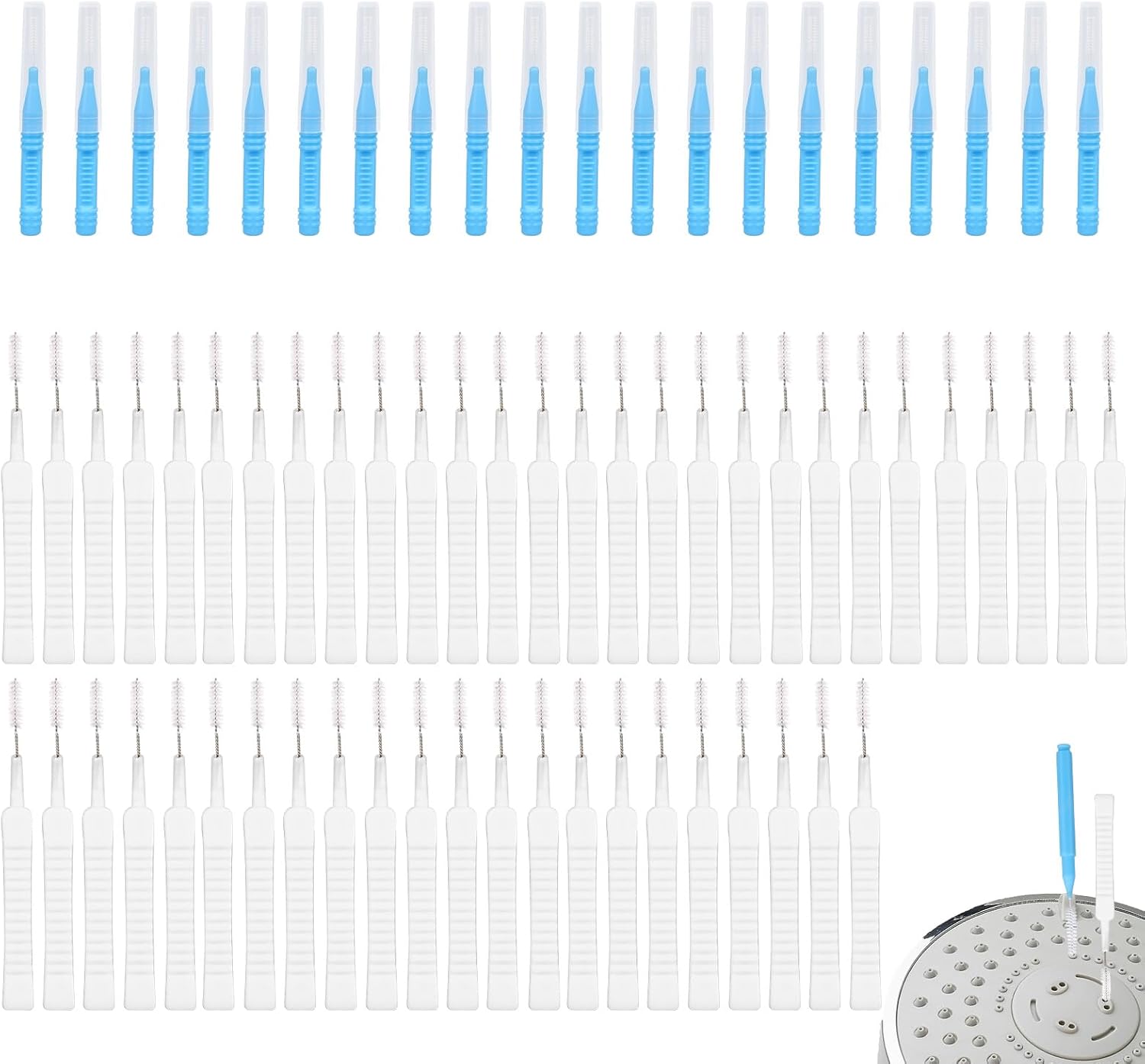 lasuroa 70pcs Shower Head Cleaning Tools, Including 20 Cleaner Brushes & 50 Showerhead Hole Brushes Practical Anti Clogging Unclogger Tool Picks Accessories for Faucets Sink Tiny Gaps Small Nozzles