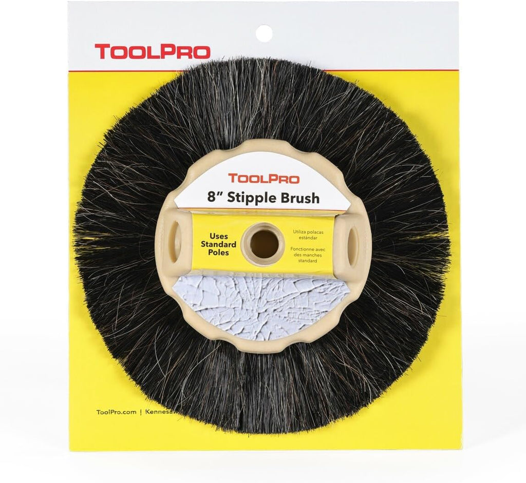 ToolPro 8-Inch Horse Hair Stipple Brush – Professional Texture Brush for Drywall and Ceiling Finishing