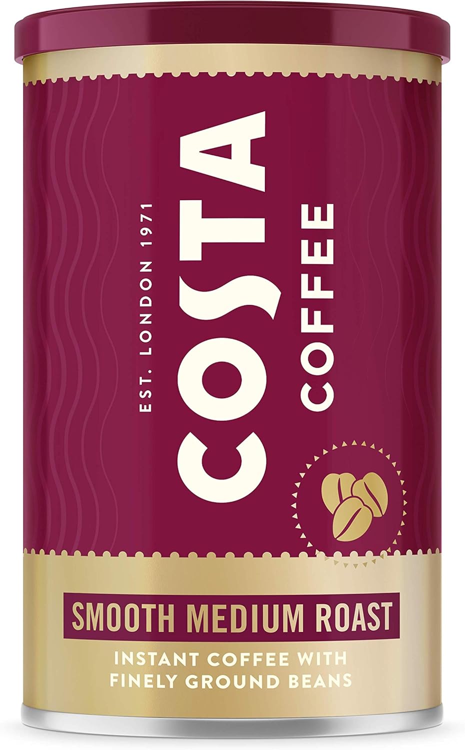 Costa Coffee Smooth Medium Roast Premium Instant Coffee with Finely Ground Beans, Microground Coffee, 6 x 100g (Pack of 6), Strength Indicator- 3, Rainforest Alliance