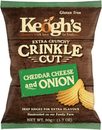 Pack of 24 50g (1.76oz) Keogh's Crinkle Cut Irish Cheddar and Red Onion Potato Chips Crisps Gluten Free (Irish Online Supermarket)