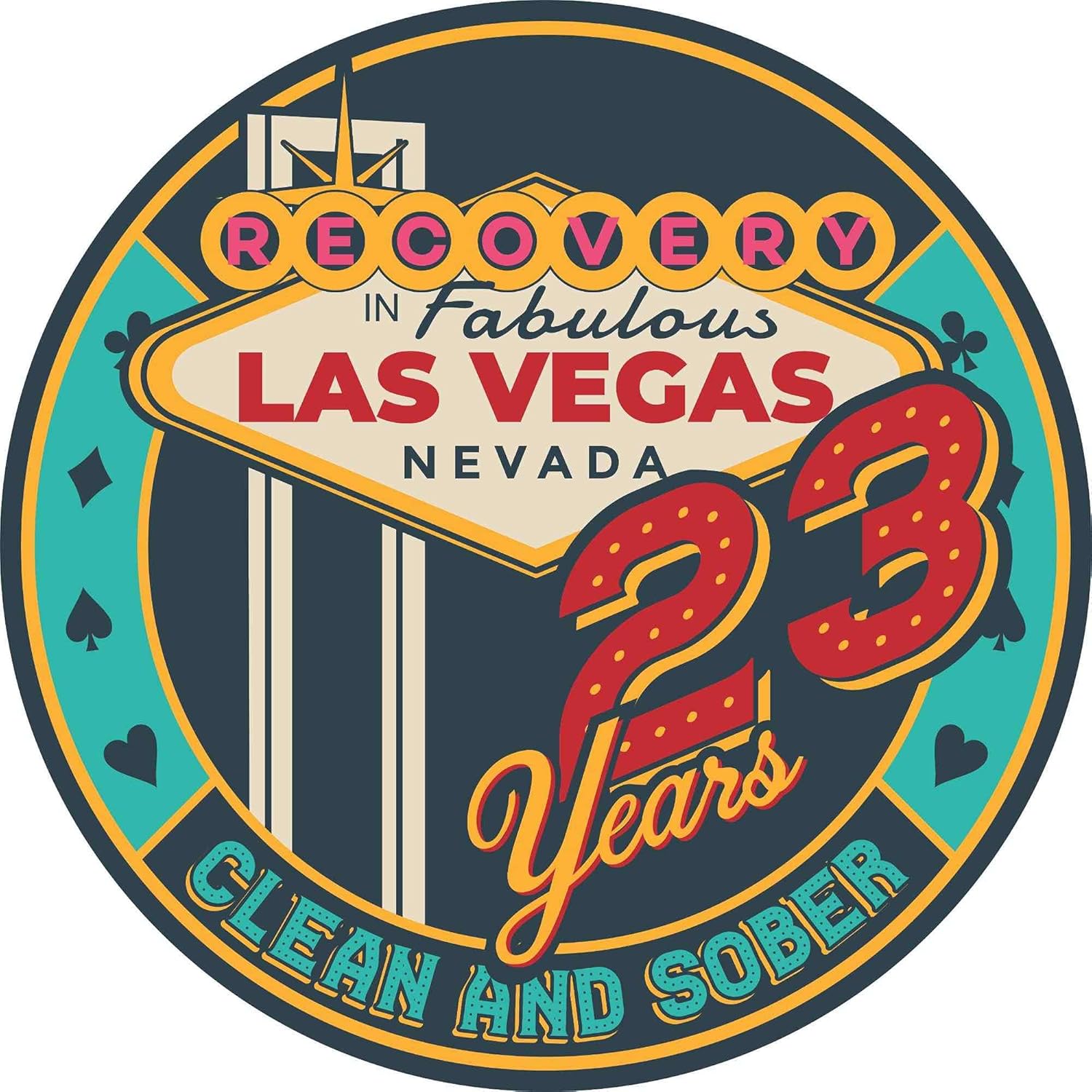 Las Vegas Recovery AA chip Available in Years 1-50 Sober Medallion for 12 Step Programs
