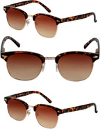 Mass Vision 'The Executive' 3 Pair of Classic Semi-Rimless Lightweight Bifocal Reading Unisex Sunglasses with Spring Hinges
