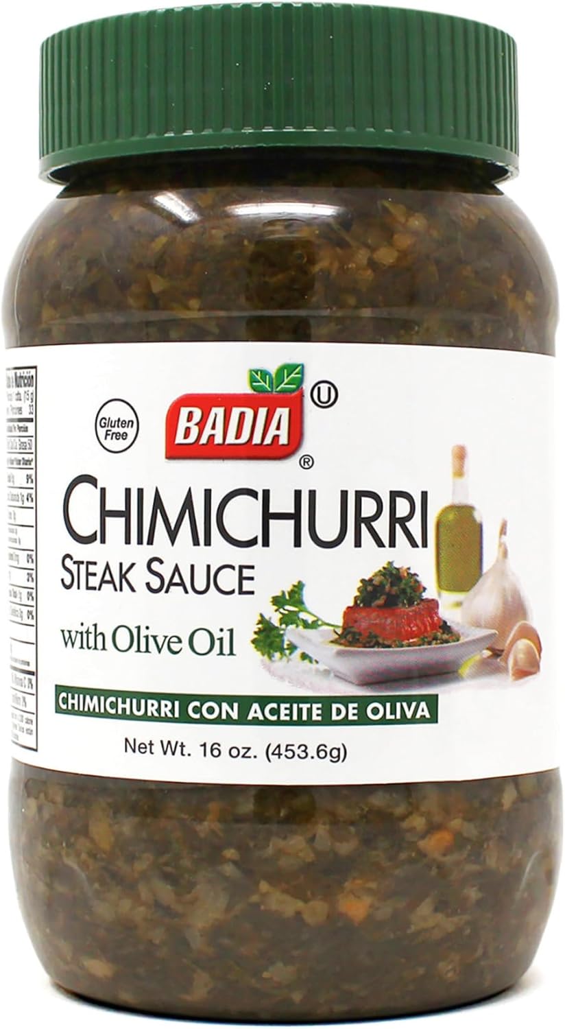 Badia Chimichurri Steak Sauce with Olive Oil 16 oz – Traditional Argentinian-Style Sauce for Grilling, Marinades & Meats