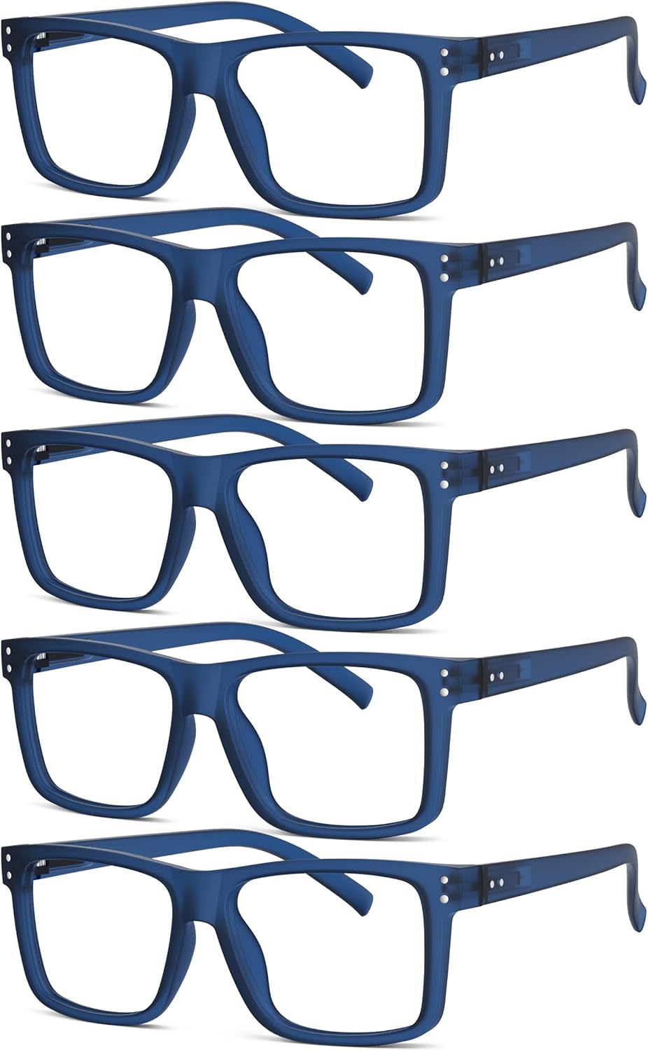 Eyekepper 5-pack Oversized Reading Glasses Square Large Frame Readers for Men and Women - Blue +2.25