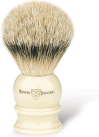 Edwin Jagger 1EJ467 Medium Silver Tip Badger Shaving Brush, Imitation Ivory for use with Shaving Cream or Soap for Men