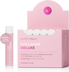 Swedish Collagen Deluxe | 12,500 mg Hydrolyzed Marine Collagen Liquid Supplement - 30 x 25 ml Daily Shots | Hyaluronic Acid, Biotin and Vitamin C for Healthy Hair, Skin, Nails and Joints | Sugar-Free