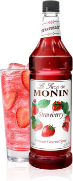 Monin - Strawberry Syrup, Mild and Sweet, Great for Cocktails and Teas, Gluten-Free, Non-GMO (1 Liter)