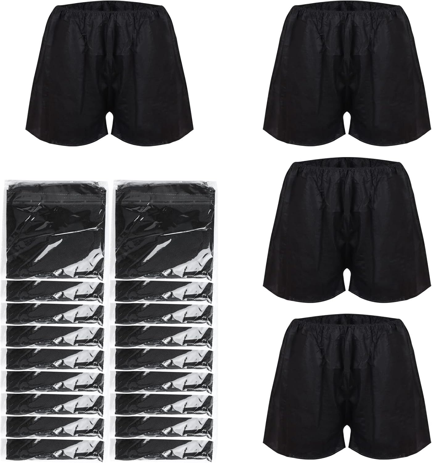 kekafu 50 Pcs Professional Salon Mens Black Boxer Shorts Disposable Mens Shorts Underwear Disposable Male Boxer Shorts Male Disposable Spa Underwear