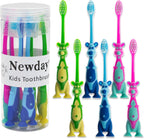 Newday Kids toothbrushes 6 Pack Set Soft Bristles Fun Lovely with Suction Cup, Includes Travel Covers, Animal toothbrushes for Kids Boys & Girls, Toddlers &Children Teeth