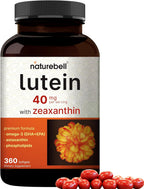 Lutein 40mg + Zeaxanthin 1,600mcg, 360 Softgels | 4-in-1 Formula with Astaxanthin, Omega-3 & Phospholipids | Marigold Flower Extract | Supports Eye, Brain & Vision Health | Non-GMO, Gluten Free