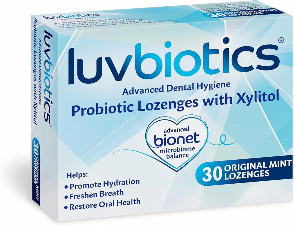 Luv Biotics Oral Probiotics – 30 Sugar-Free Mint Lozenges with Xylitol & Aloe Vera for Fresh Breath, Dry Mouth Relief, Gum Care & Oral Microbiome Balance