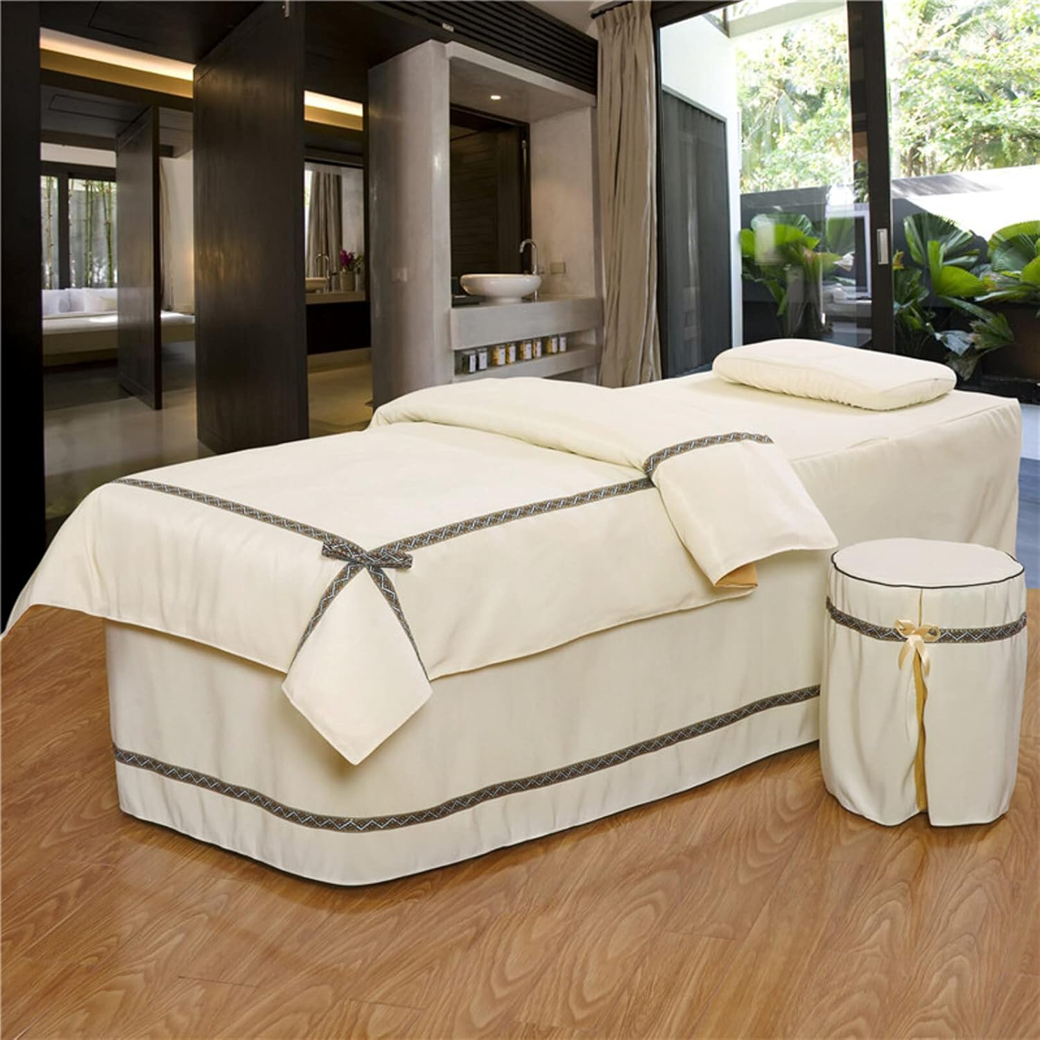 KKLT Massage Table Sheet Sets Korean Beauty Bed Cover 4 Sets Bed Skirt Sheet Salon Bed Cover for Body Fumigation Physiotherapy Massage Bed Cover-12 190x70cm(75x28inch)