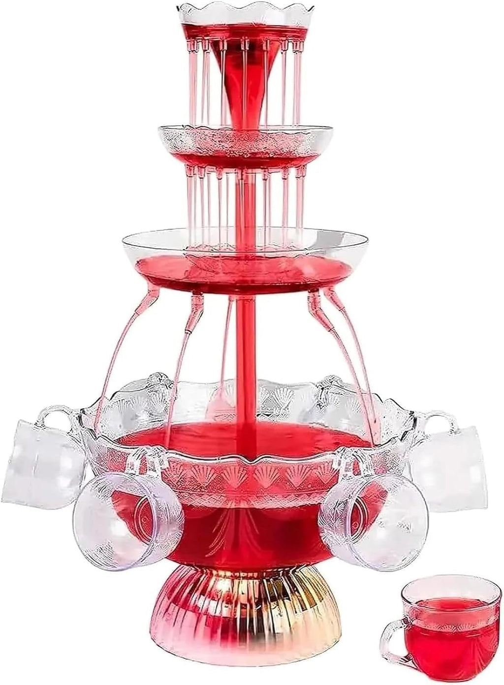 3-Tier Electric Cocktail Fountain Drink Machine with LED Base & 5 Cups – Perfect for Champagne, Wine, Beer, and Juice at Weddings Celebrations