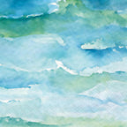 Boston International Paper Napkins Disposable 3-Ply Party Pack | Watercolor Art, 5" x 5" Cocktail Napkin 20-Count, Ocean