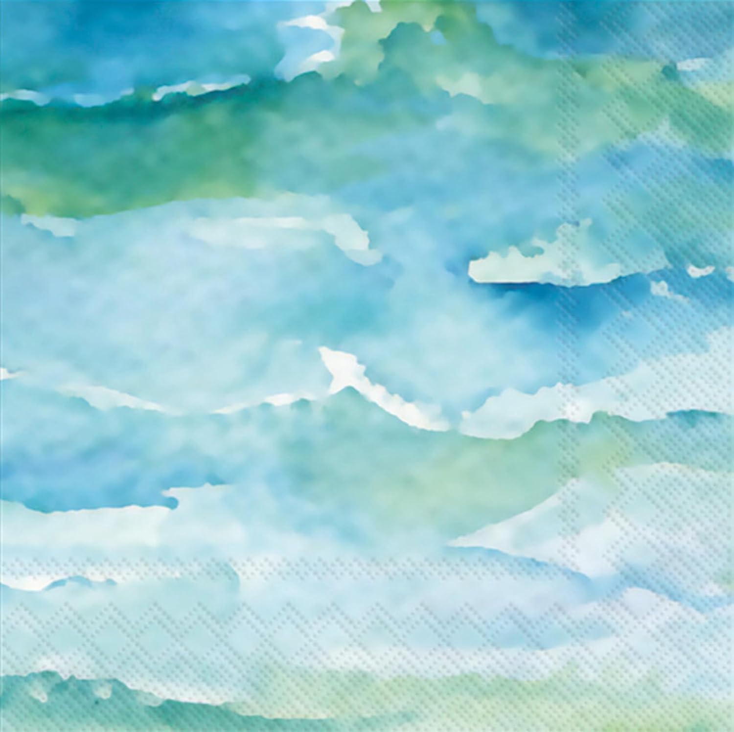 Boston International Paper Napkins Disposable 3-Ply Party Pack | Watercolor Art, 5" x 5" Cocktail Napkin 20-Count, Ocean