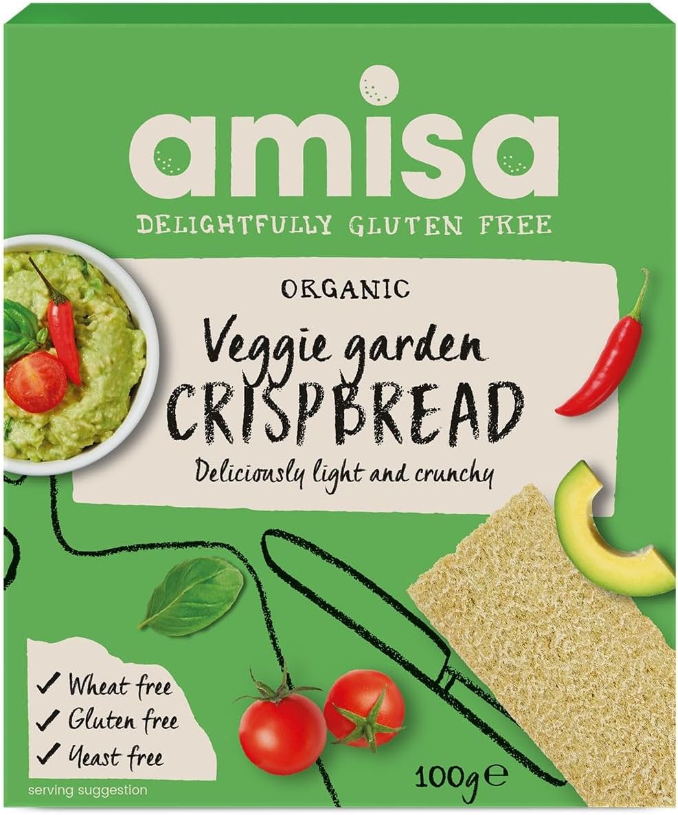 Amisa Organic Gluten Free Veggie Garden Crisp Bread 100 g (Pack of 4)