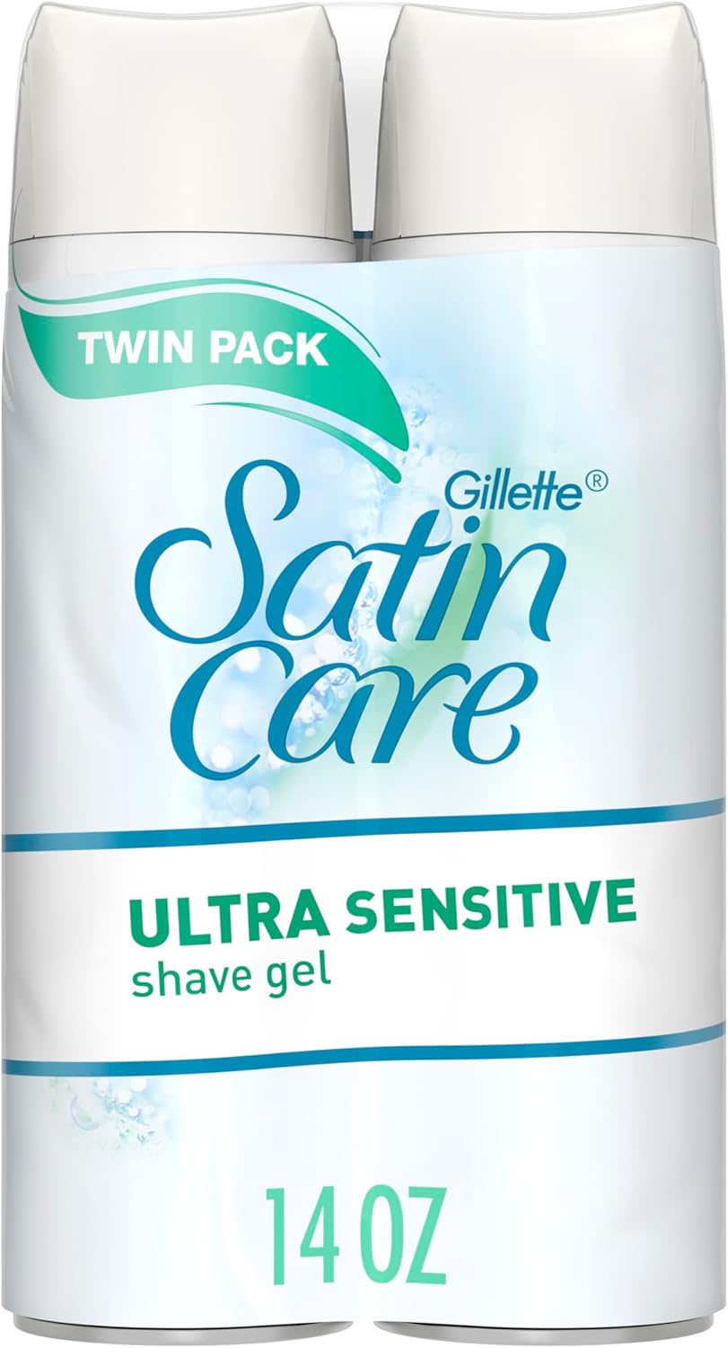 Gillette Satin Care Ultra Sensitive Shave Gel for Women, Pack of 2, 7oz Each, Frangrance Free