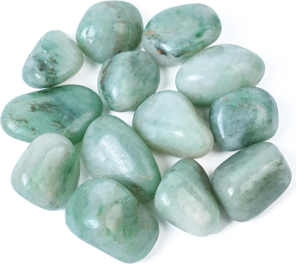 Crocon 800+ Carat, 13 Pcs Green Jade Tumbled Stones and Crystals Bulk Set for Chakra Reiki Healing Balancing Crystals Polished Stone Gemstones and Crystals Tumble for Gift Home Decor Size: 20-25mm