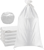 SEUNMUK 50 Pack 18 x 30 Inch Empty Sandbags, Empty White Woven Polypropylene Sand Bags, Heavy Duty Flood Protection Sand Bags with 20 M Ties for Flood Control, Storage