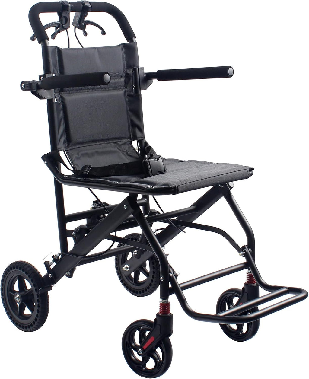 Compact Ultra-Lightweight Portable Transport Wheelchair Foldable Travel Wheelchairs with Handbrake for Adults and Seniors（Black）