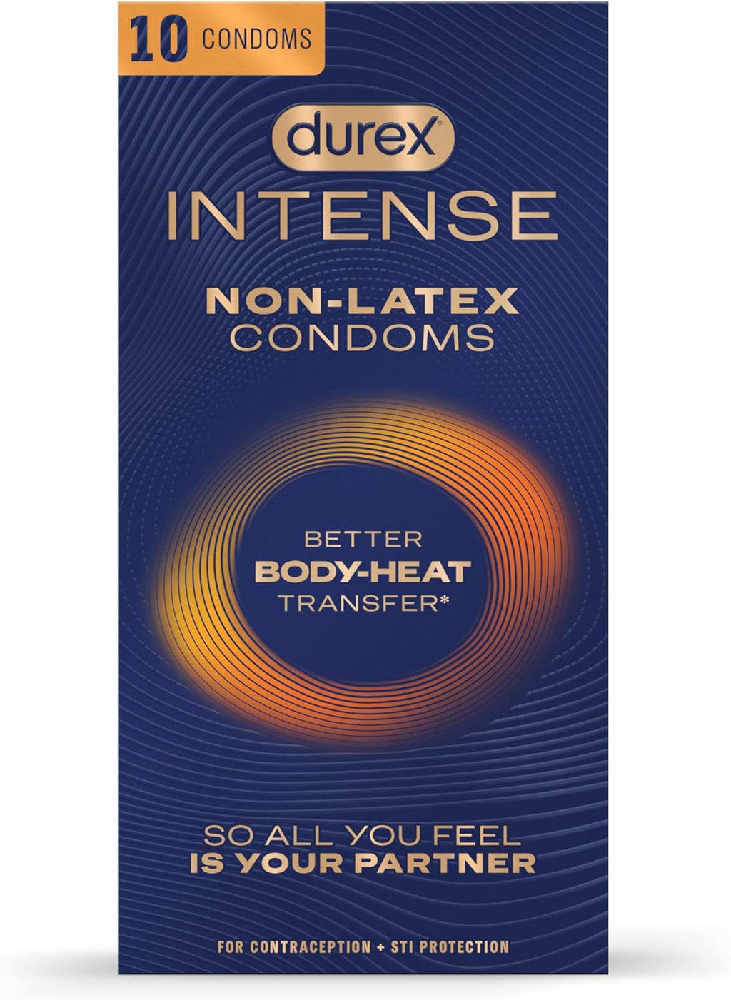 Durex Intense Non Latex Condoms, Ultra Thin Condoms Lubricated with Silicone Lube, Premium Nitrile, Latex Free, 10 Count