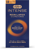 Durex Intense Non Latex Condoms, Ultra Thin Condoms Lubricated with Silicone Lube, Premium Nitrile, Latex Free, 10 Count