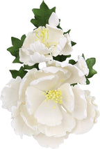 O'Creme Gumpaste Flower Spray, White Peony - Edible Flowers for Cake Decorating - Sugar Paste Flower Decorations for Cakes, Candy, Cupcake Toppers - Birthday Party, Wedding, Baby Shower