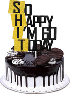 Funny So Happy I'm 60 Today Cake Topper - Glitter Fabulous Sixty Years Birthday Cake Décor - Cheers To Dirty 60th Birthday Party Decoration