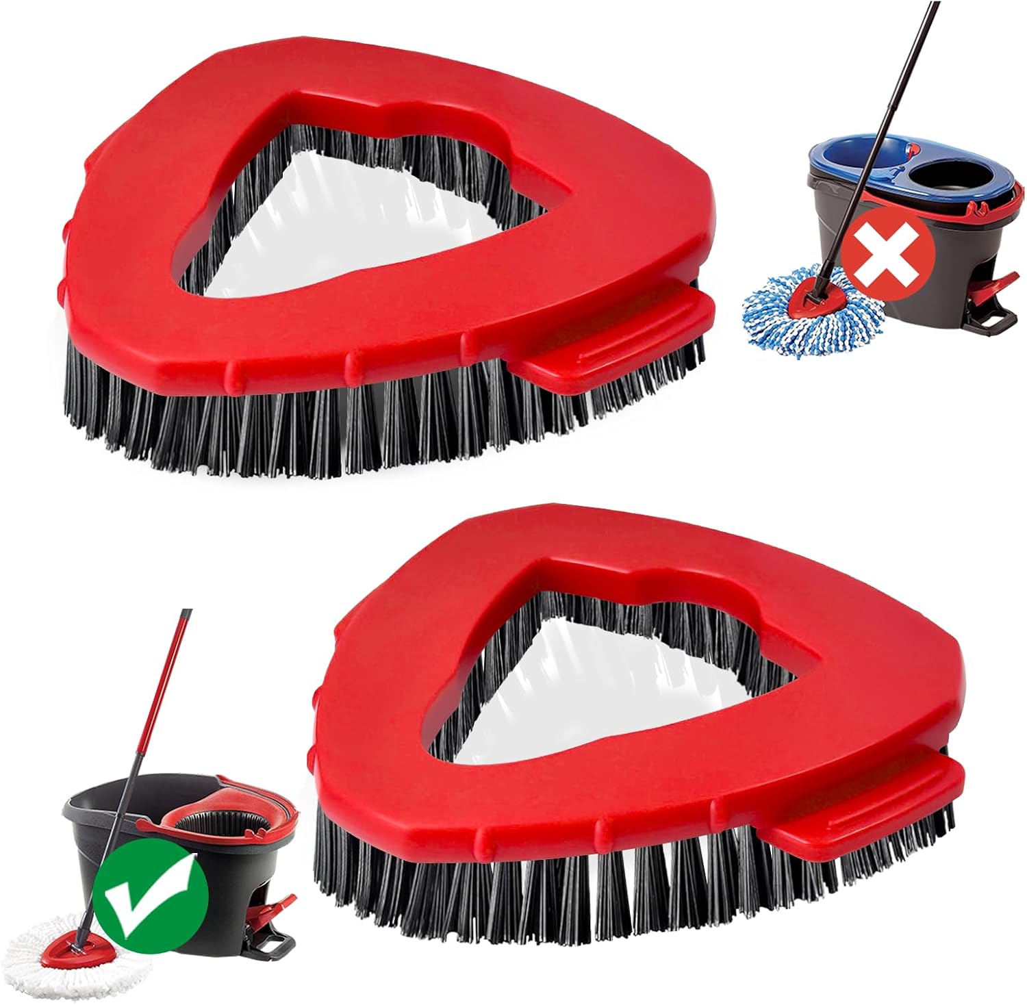 Scrub Brush, 2 Pcs Spin Mop Scrub Brush Head Compatible with EasyWring 1-Tank System, Hard Bristle Cleaning Brush for Bathroom, Kitchen, Tub and Tile