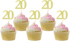 Sotpot 30PCS Gold Glitter 20th Birthday Cupcake Toppers Cheers to 20 Years Cupcake Picks for 20th Birthday Anniversary Party Decorations