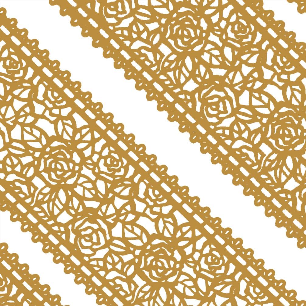 Large Pre-Made Ready to Use Edible Cake Lace Rose Blossom Golden 14-inch 10-piece Set