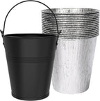 Drip Bucket and 15-Pack Disposable Foil Liners for Oklahoma Joe's, Traeger, Pit-Boss, Z Grill, Camp Chef, Grill Grease Liner Fits Most Offset Smoker, Rec Tec Pellet Grill Bucket, Black