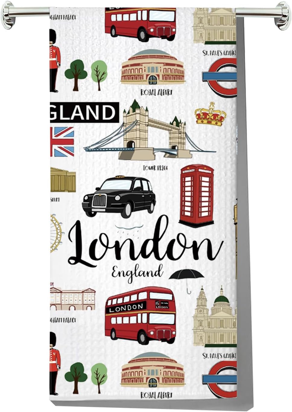 LEVLO London Kitchen Towel - Travel Souvenir Gift England Trip Dish Towels UK Vacation Merchandise