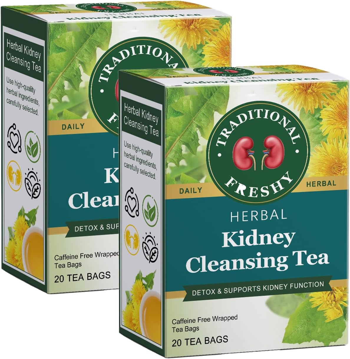 Healthy Organic Kidney Cleansing Tea，Herbal Kidney Cleansing Tea，20 Bags/Box (2BOX)