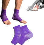 Soothe Relief Compression Socks for Neuropathy Pain & Plantar Fasciitis - Men & Women, Ankle Swelling Relief (L, Purple)