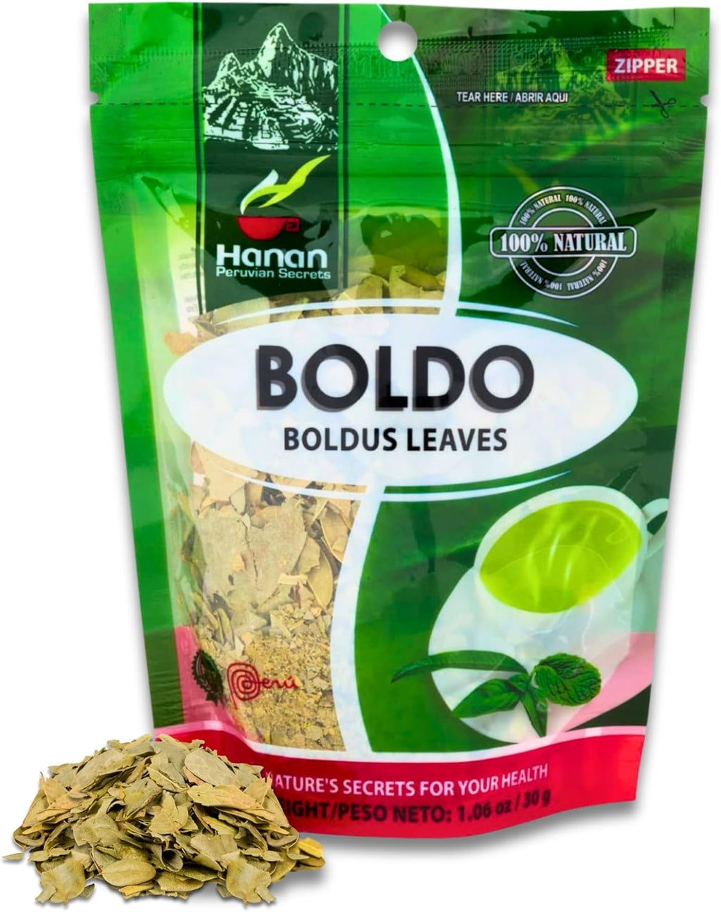 Hanan Boldus Loose Leaf Herbal Tea 1.1oz Boldo Leaves and Herbs Dried Peumus Boldus Plant Leaves From Peru