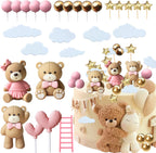 Luxury Pink Teddy Bear Cake Decoration Baby Shower Cake Topper Baby Shower Cake Decoration Baby Girl Cake Decoration
