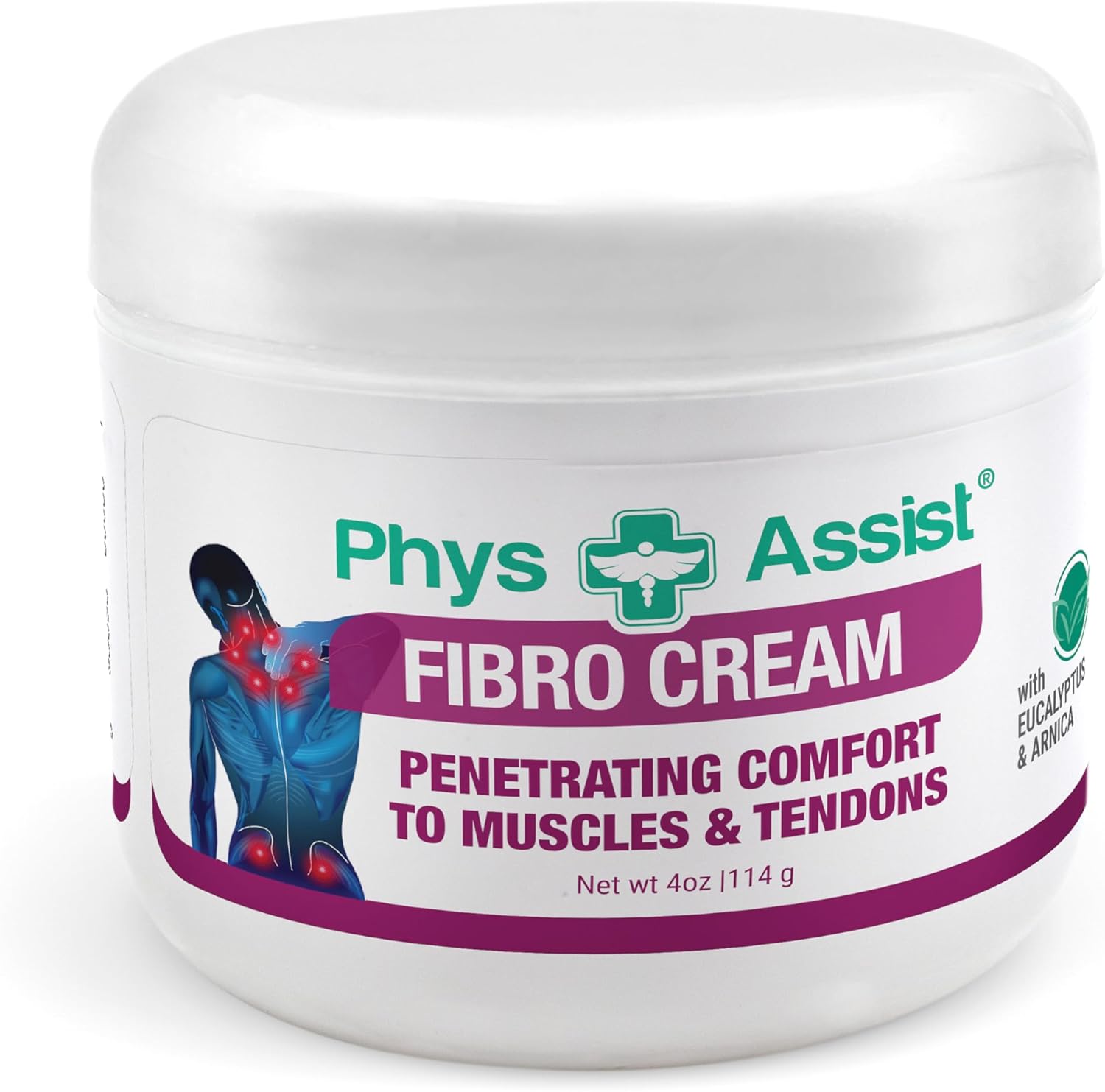 PhysAssist Fibromyalgia Cream – Natural Botanical Soothing and Cooling, 4 oz jar.
