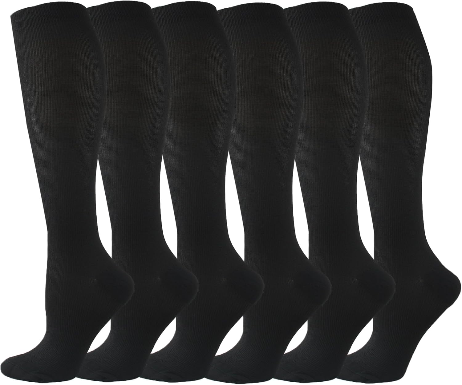 6 Pairs Compression Socks for Women and Men Circulation, 20-30 mmhg Support for Athletic Running, Hiking, Nurse, Recovery