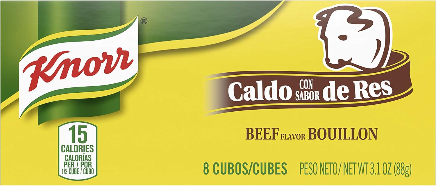 Knorr Bouillon Cubes Beef Flavor Bouillon/Caldo de Res Pack of 24, 8 Ct For Sauces, Soups and Stews Naturally Flavored 3.1 oz