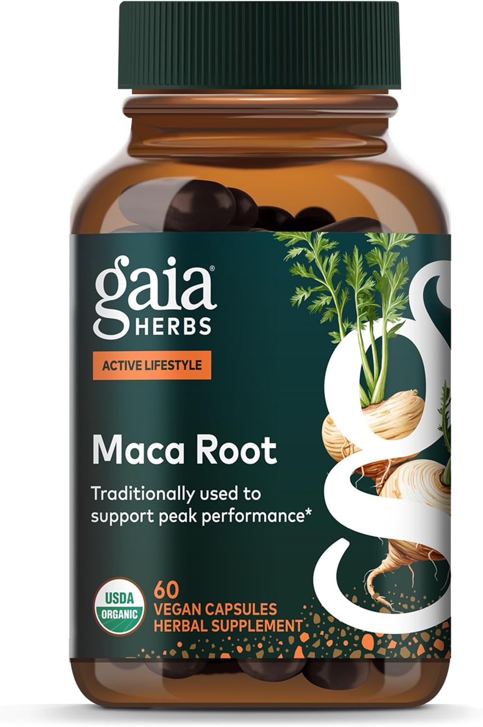 Gaia Herbs Maca Root - Caffeine-Free Energy Supplement - Traditionally Used to Support Healthy Energy & Stamina* - Made with Organic Maca Root (Lepidium meyenii) - 60 Vegan Capsules (60 Servings)
