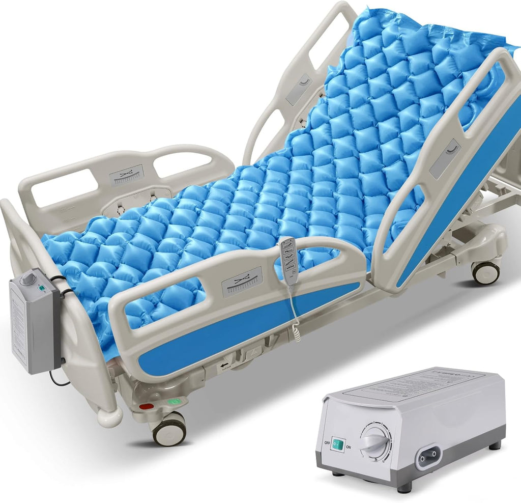 Careboda Alternating Pressure Mattress Anti Decubitus Air Pads with Electric Quiet Pump System, Pressure Sore Pad and Bed Sore Prevention, Air Mattress for Hospital Bed and Home Use Blue 75" x 35"