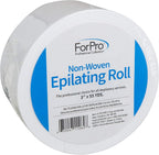 ForPro Non-Woven Epilating Roll for Body and Facial Hair Removal, Tear-Resistant, Lint-Free, 3” x 55 Yards, White