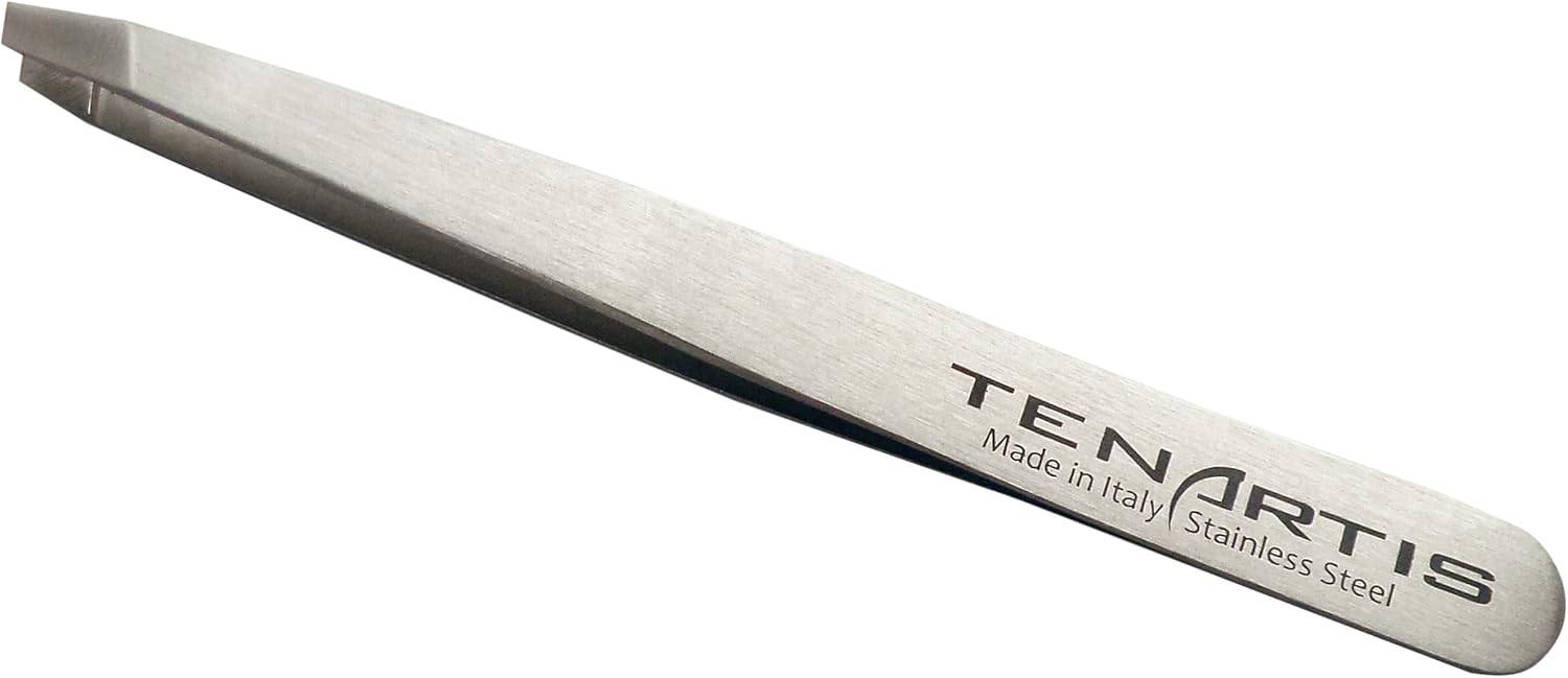 Slant Hair Tweezers Stainless Steel - Tenartis Made in Italy